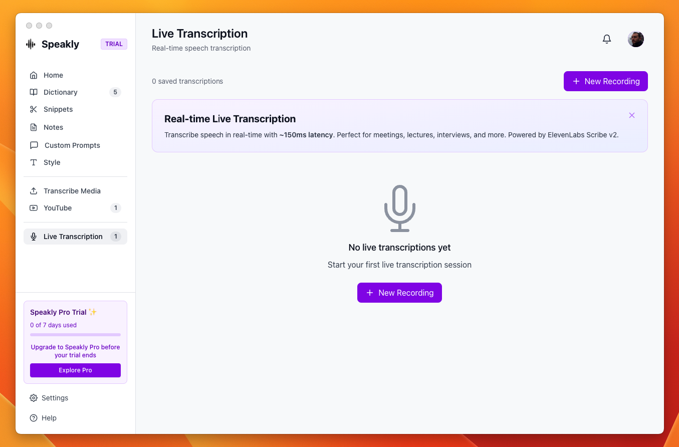 Transcrição ao Vivo